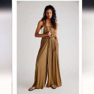 Free People Shelby Overalls Olive Green